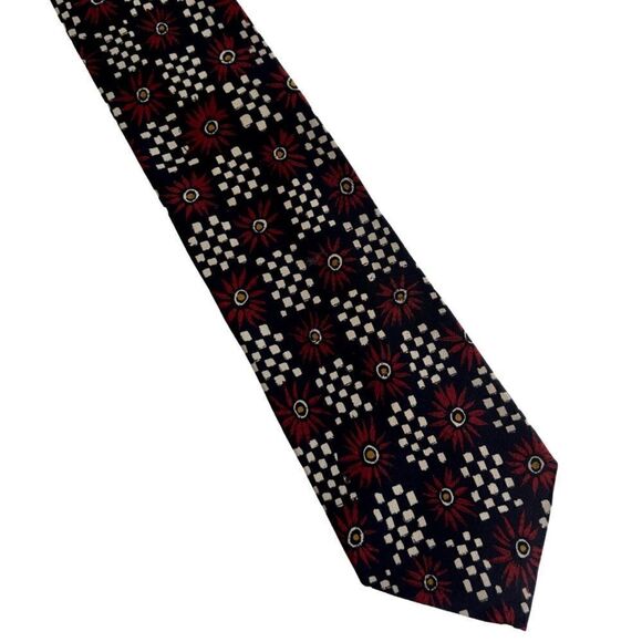 Men’s Hugo Boss 100% Silk Floral Checker Print Neck Tie - Picture 2 of 4
